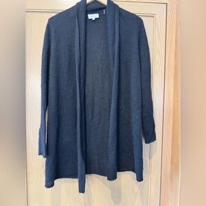 White + Warren Black Open Front Cardigan Black Cashmere Long Sleeve / xsmall